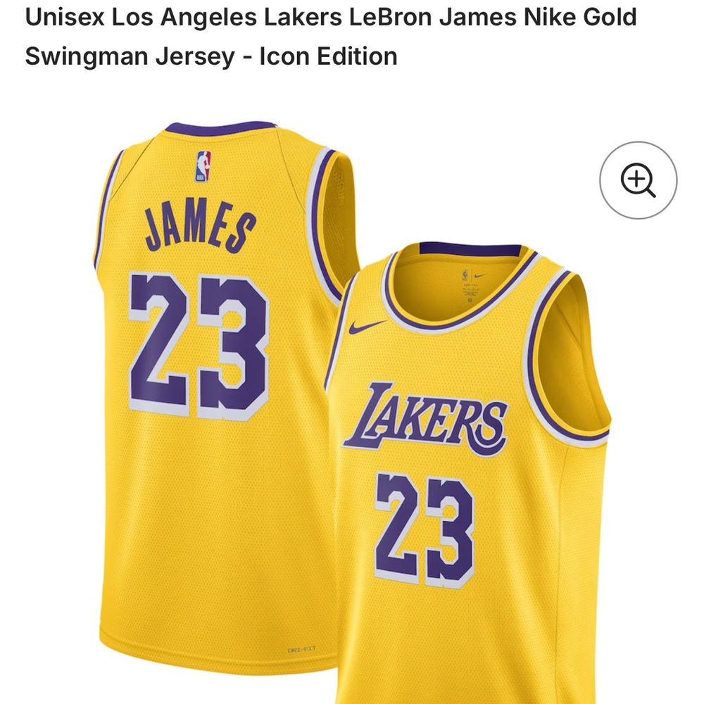 Nike Yellow and Purple Lakers Jersey